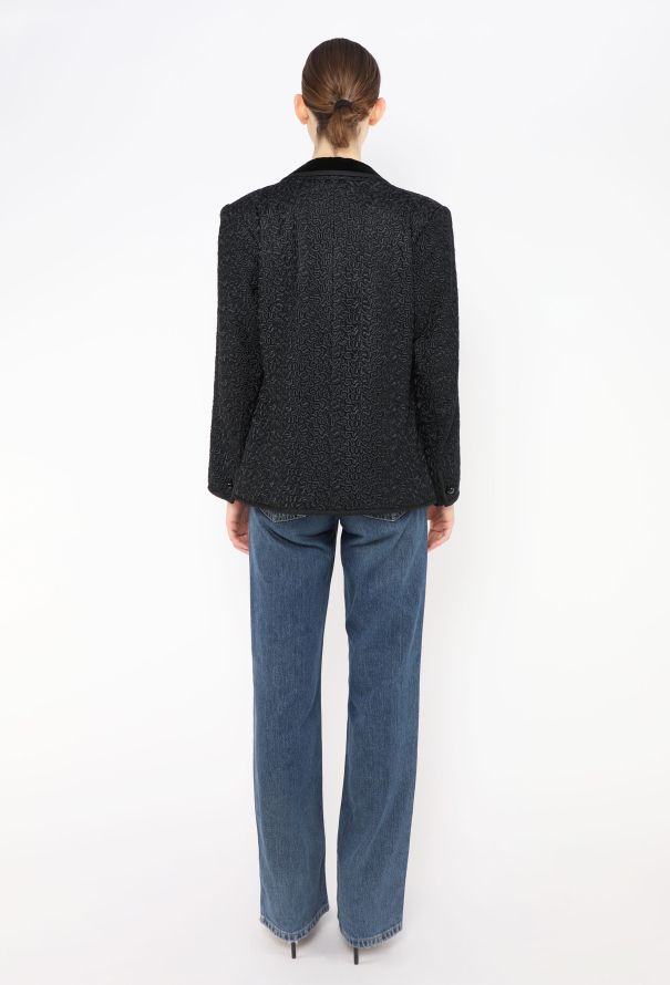 Saint Laurent '70s Velvet Trim Textured Blazer - 5 Saint Laurent '70s Velvet Trim Textured Blazer - 5