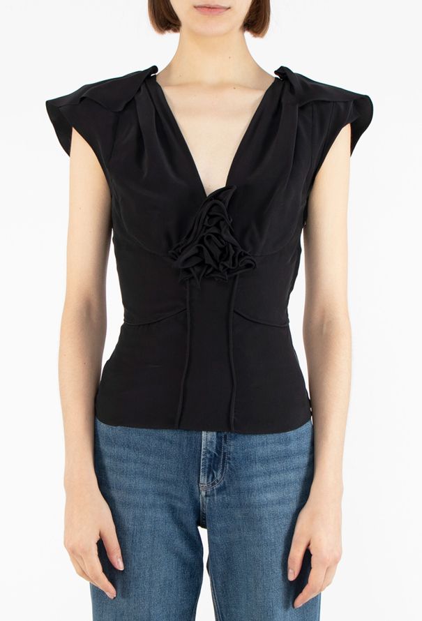 Saint Laurent Tom Ford S/S 2003 Floral Ruffled Blouse - 1