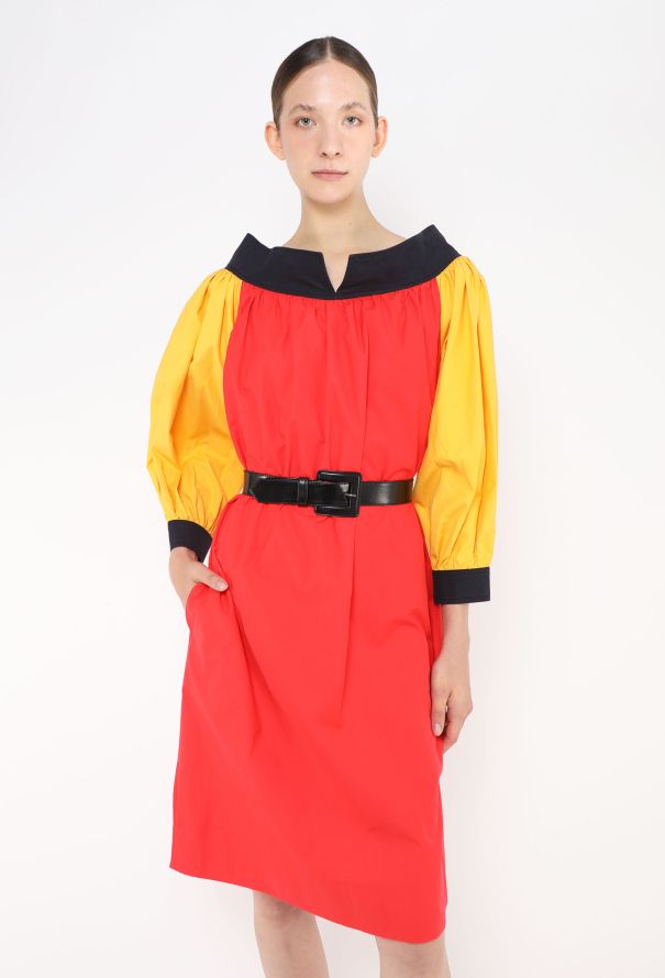 Saint Laurent S/S 1980 Poplin Colorblock Dress - 1