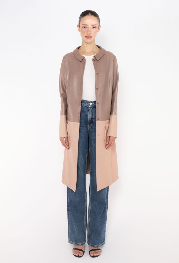 Dior 2015 Raf Simons Tonal Leather Coat - 2 Dior 2015 Raf Simons Tonal Leather Coat - 2