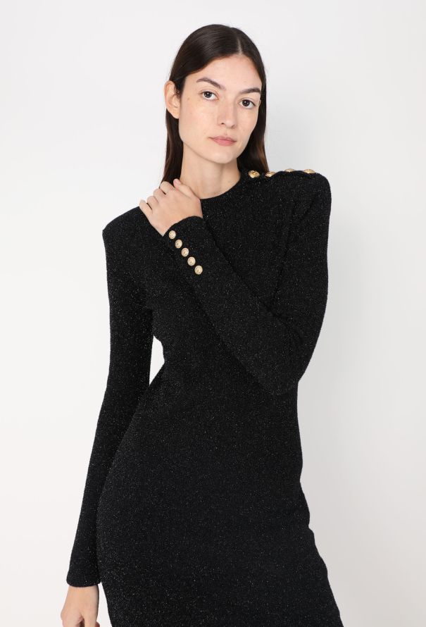 Balmain Iridescent Embossed Trim Dress - 1