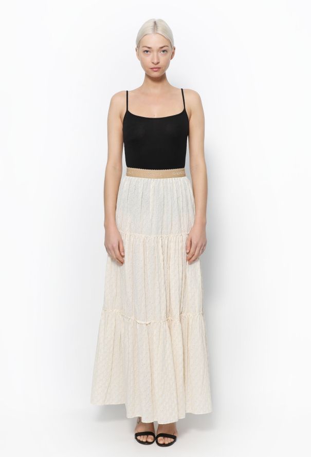 Beige new arrivals eyelet skirt