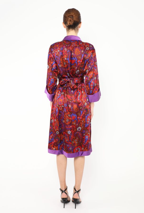 Saint Laurent F/W 1985 Paisley Silk Belted Robe - 5 Saint Laurent F/W 1985 Paisley Silk Belted Robe - 5