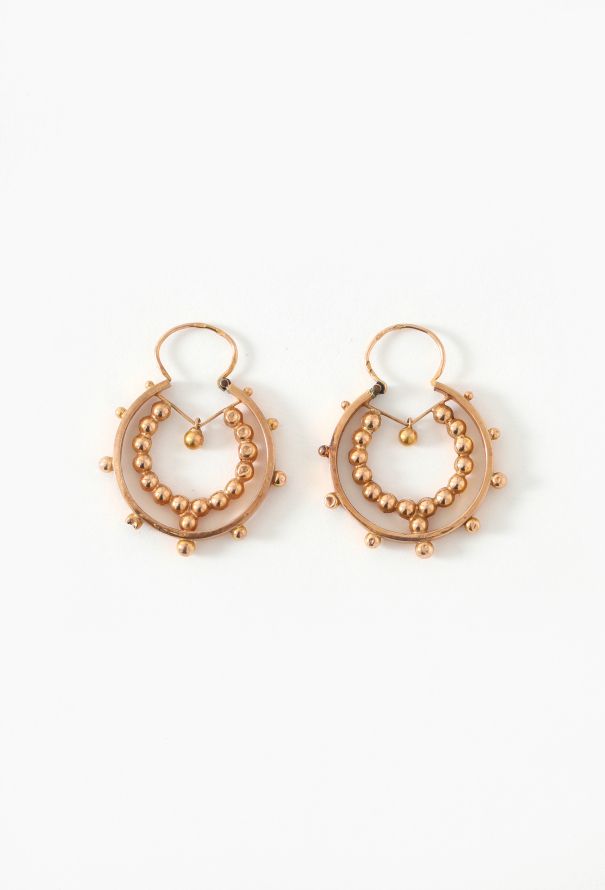 Vintage Fine Jewelry 18k Rose Gold Savoyard Hoop Earrings - 1