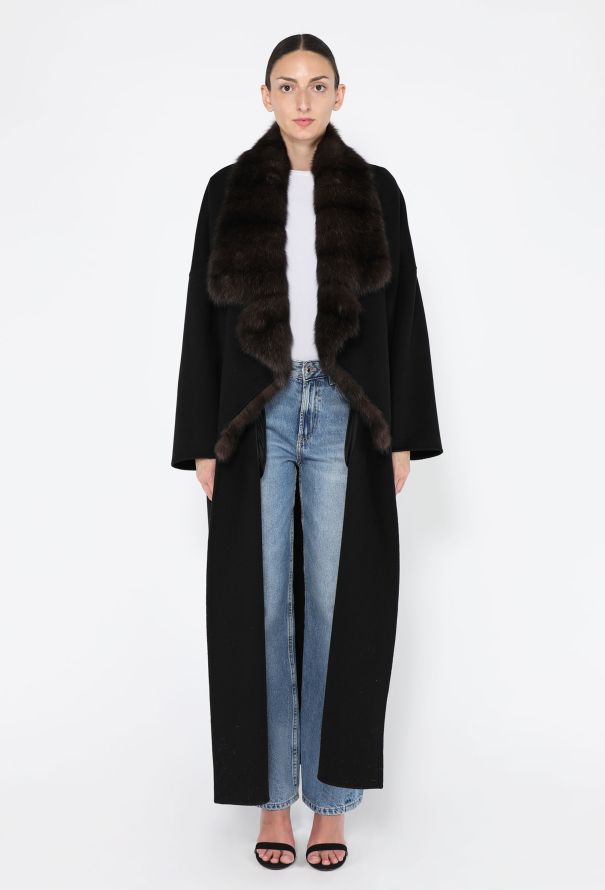 Loro Piana Baby Cashmere & Russian Sable Double-Face Belted Coat - 5