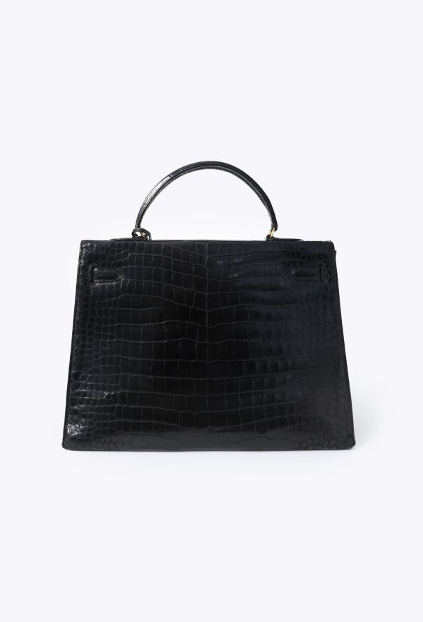 Hermès Rare 1970  Black Porosus Kelly Sellier 35 - 5