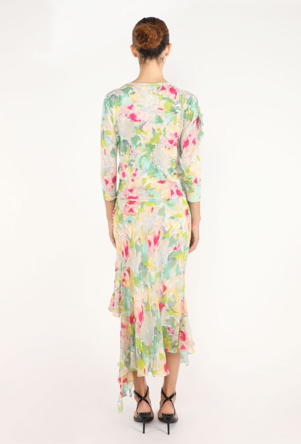 John Galliano Floral 3-Piece Chiffon Ensemble, 2005 - 9