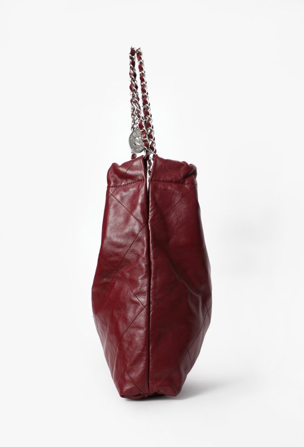 Chanel Burgundy 22 Large Quilted Hobo Bag - 5
