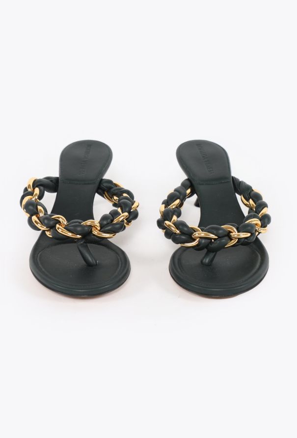 Bottega Veneta 2021 Braided Chainlink Kitten Sandals - 2