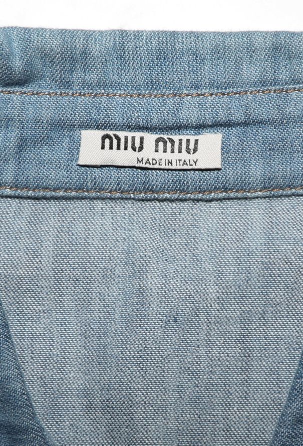 Miu Miu Ruffled Trim Denim Shirt - 5