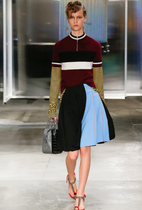 Prada S/S 2016 Striped Quarter Zip Top - 2