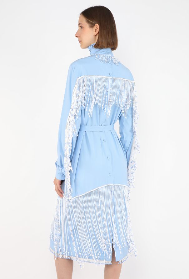 Prada Hand-Beaded Fringe Poplin Dress, F/W 2020 - 4