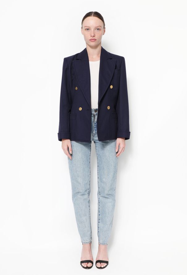 Saint Laurent 1987 Double-Breasted Twill Blazer - 2 Saint Laurent 1987 Double-Breasted Twill Blazer - 2