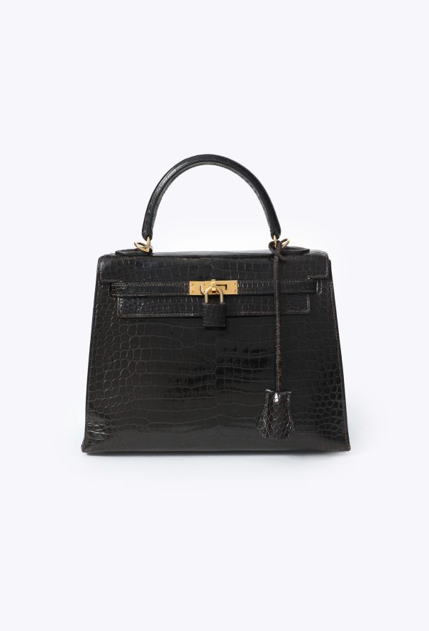 Hermès Exceptional 1998 Dark Brown Porosus Kelly Sellier 25 - 1