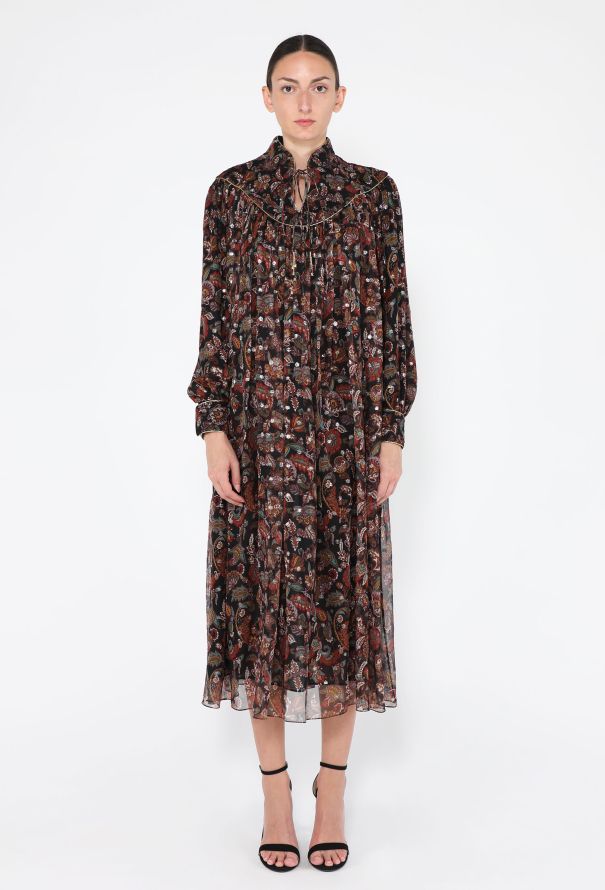 Céline Silk Paisley Prairie Dress, Resort 2021 - 1