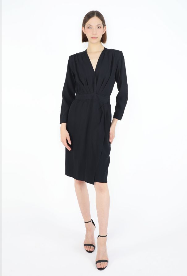 Saint Laurent F/W 1983 Plunging Wrap Dress - 4