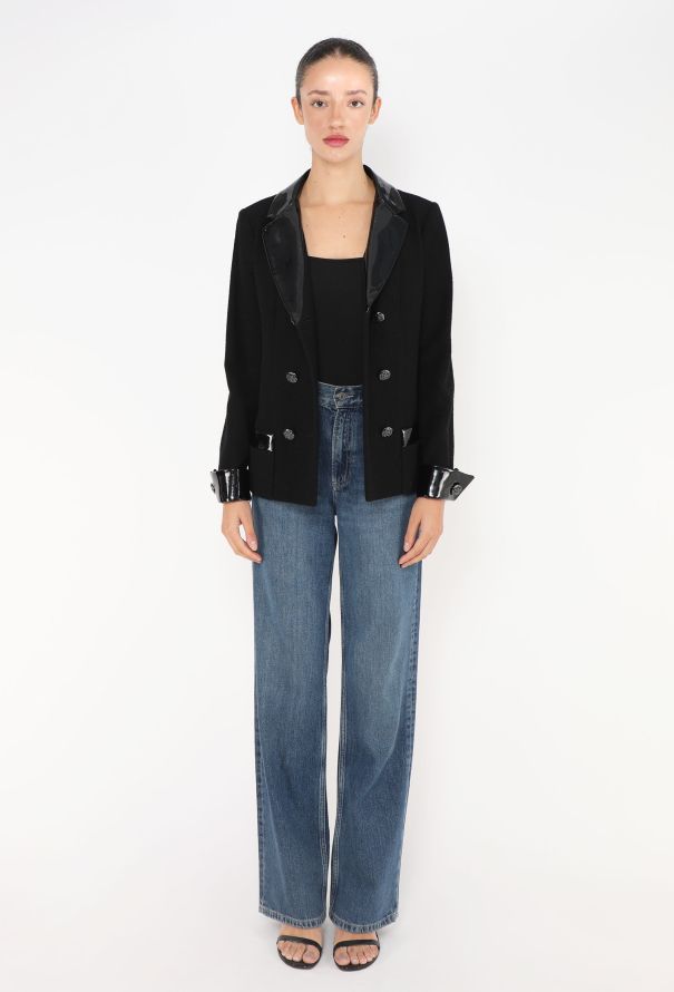 Chanel F/W 2015 Bouclé Patent Trim Blazer - 1