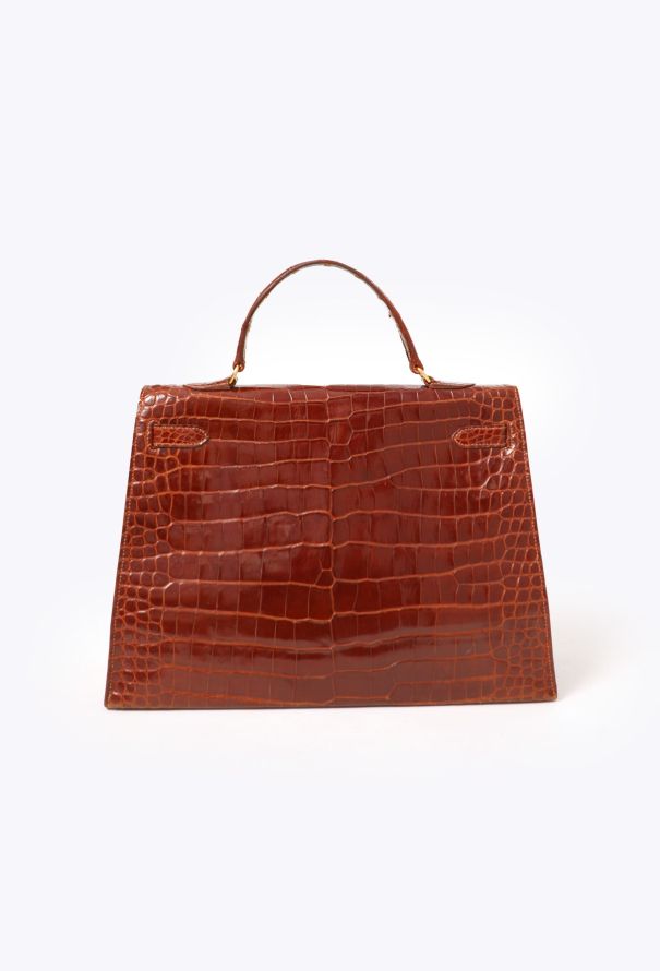 Hermès Ultra-Rare Vintage Brown Porosus  'Sac à Dépêches' Kelly 36 - 6