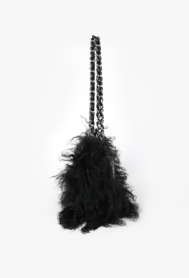 Chanel RARE 2008 Black Mongolian Shearling Tibet Flap Bag - 6