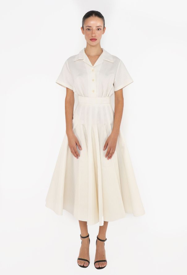 Dior 2021 Pinstripe Flared Silk Dress - 2