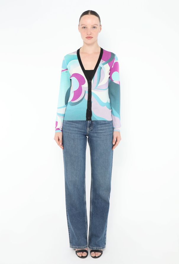 Emilio Pucci Abstract Silk Knit Cardigan - 2