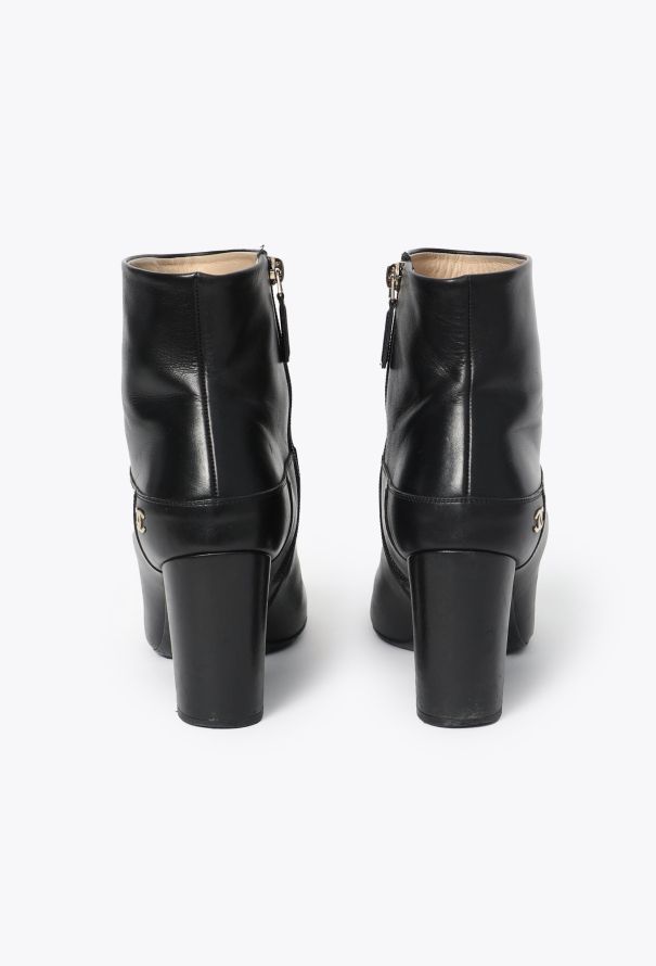 Chanel Stitched Cap-Toe Ankle Boots - 4