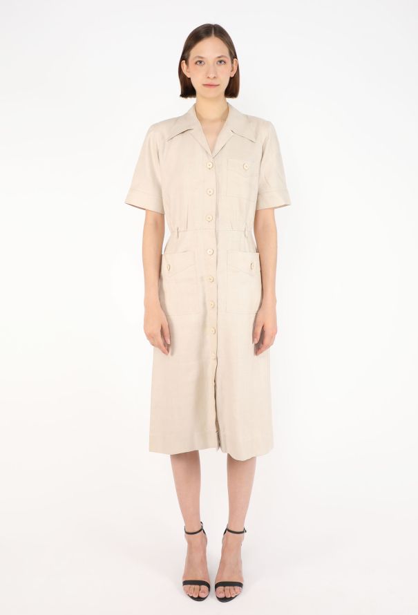 Saint Laurent Saharan Linen Dress, Early 1970s - 1