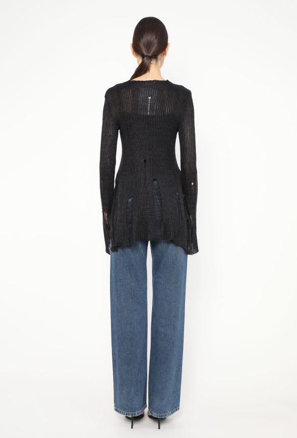 Rodarte Distressed Silk Hand-Knit Cardigan - 4 Rodarte Distressed Silk Hand-Knit Cardigan - 4