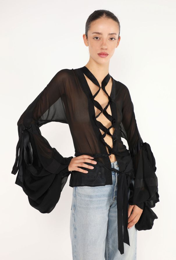 Saint Laurent Draped Chiffon Cage Top, F/W 2002 - 4