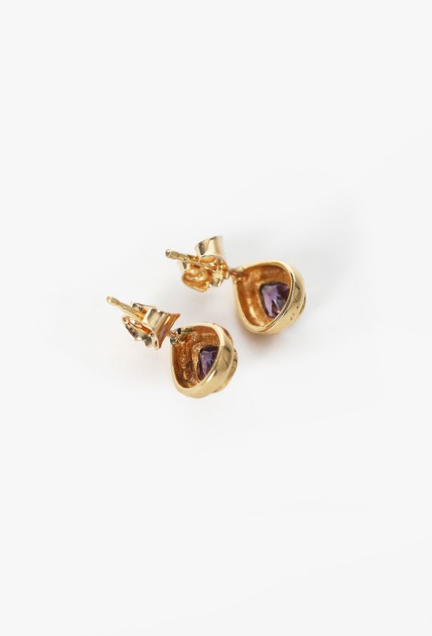 Modern Fine Jewelry 18K Yellow Gold & Amethyst Stud Earrings - 4 Modern Fine Jewelry 18K Yellow Gold & Amethyst Stud Earrings - 4