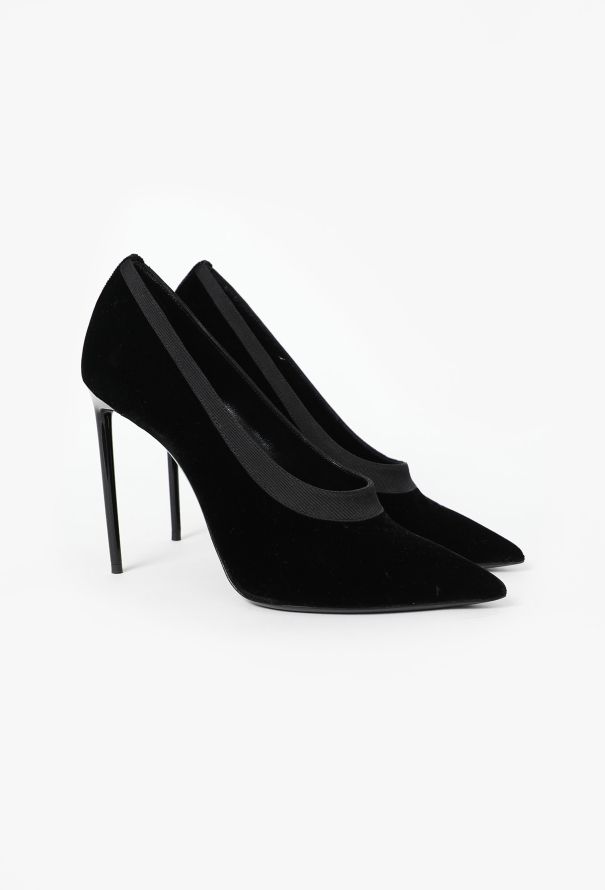 Saint Laurent Velour Grosgrain Trim Stilettos - 2