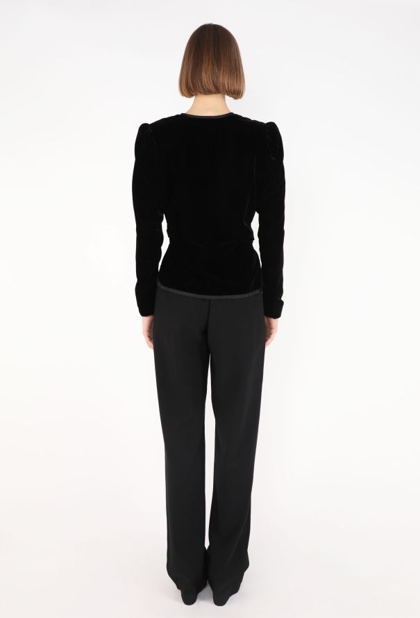 Saint Laurent Velvet Collarless Jacket, 1980 - 5
