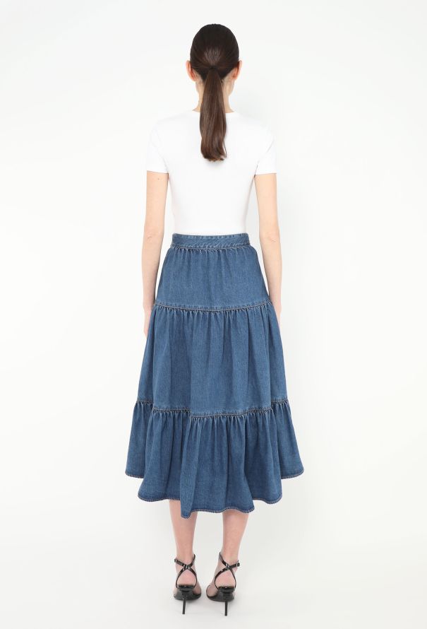 Céline 2020 Ruffled Denim Skirt - 4