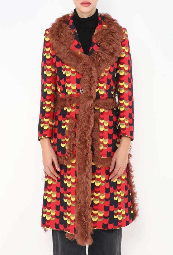 Prada F/W 2014 Graphic Shearling Trim Coat - 3