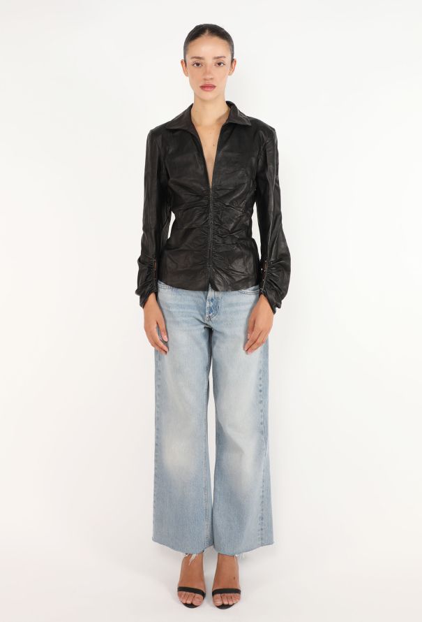 Roberto Cavalli Ruched Leather Corset Top, Early 2000s - 3