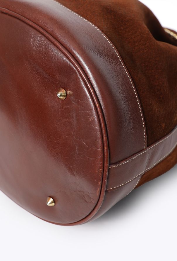 Céline Vintage Suede Triomphe Bucket Bag - 7