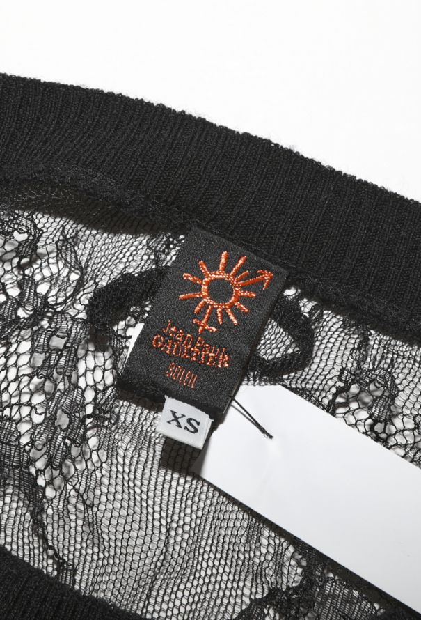 Jean Paul Gaultier Ribbed Lace Off-Shoulder Top - 6
