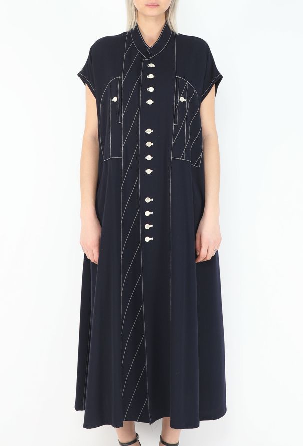 Yohji Yamamoto F/W 1993 Contrast Stitch Flared Dress - 2