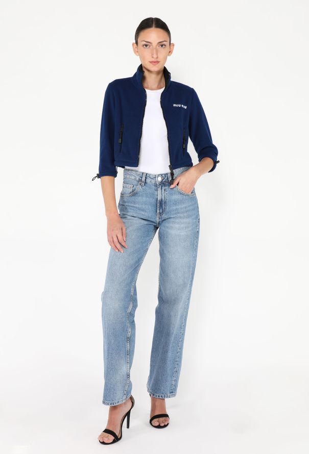 Miu Miu 2024 Cropped Logo Fleece Jacket - 2