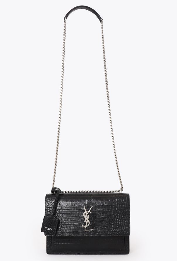 Saint Laurent Medium Croco Embossed Sunset Bag - 2