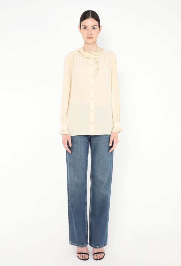 Gucci Asymmetrical Ruffled Silk Blouse - 4