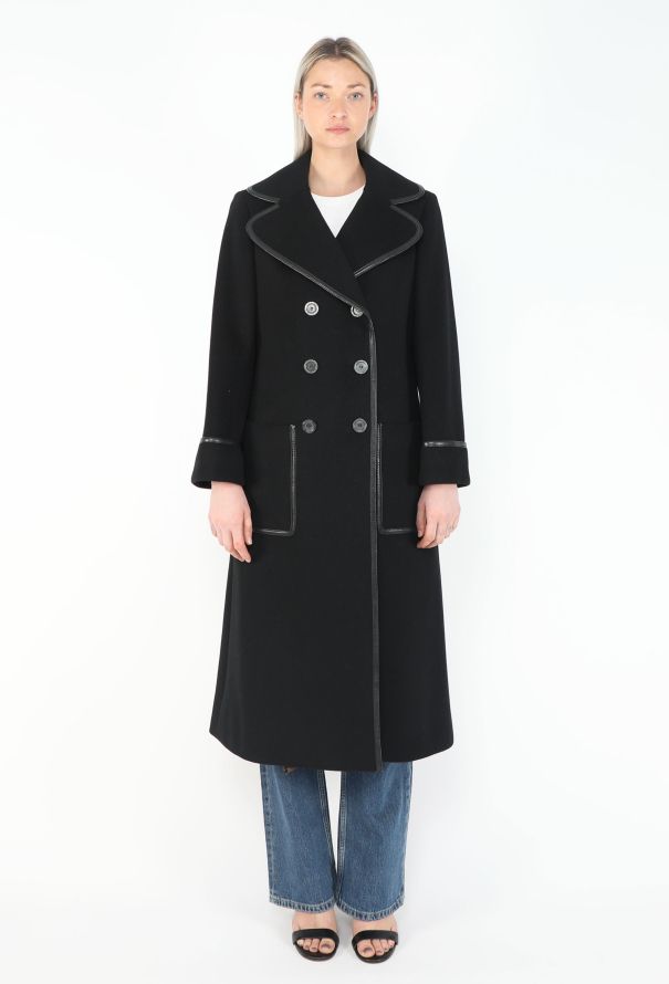 Hermès '70s Tailored Leather Trim Coat - 2