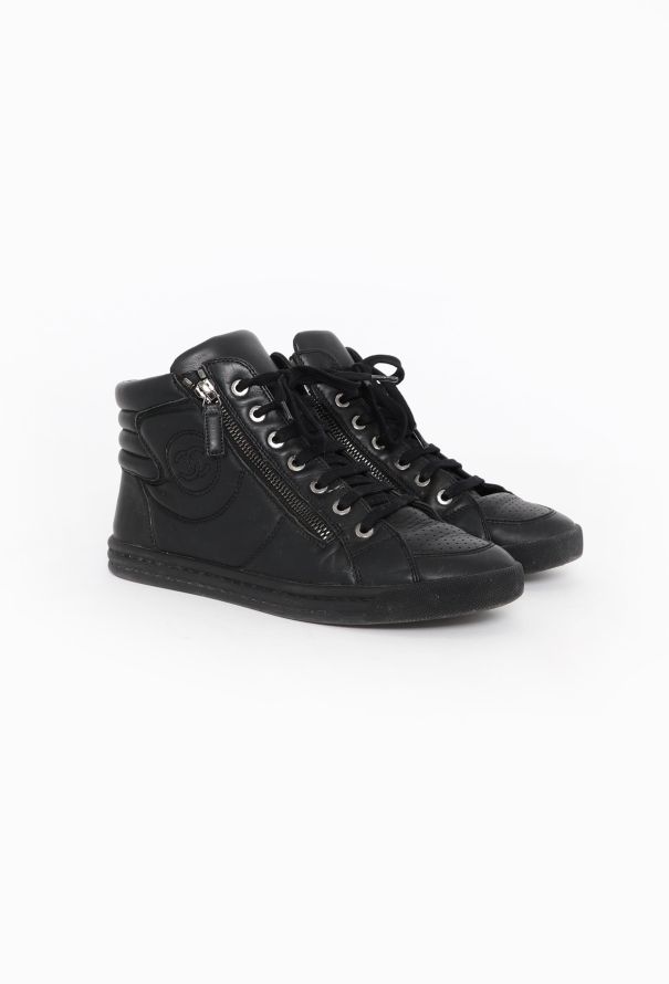 Chanel Leather 'CC' Zip Sneakers - 2