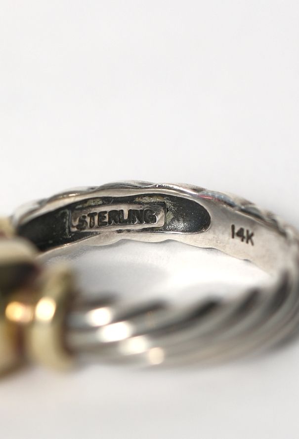 David Yurman 14K Yellow Gold & Tourmaline Sterling Cable Ring - 5