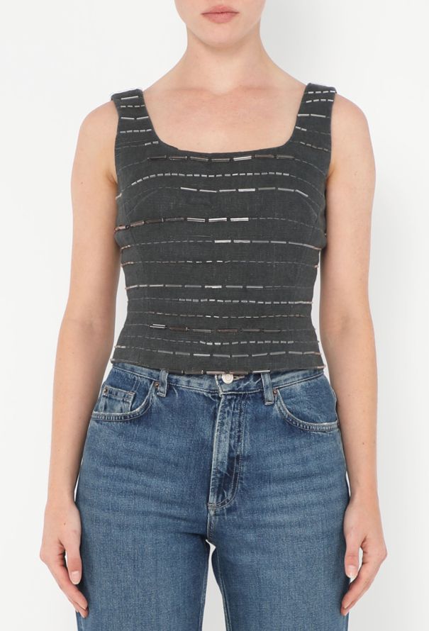 Prada S/S 1998 Beaded Linen Tank - 1