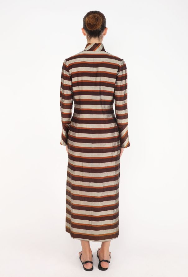 Striped Dupion Sheath Dress - 4