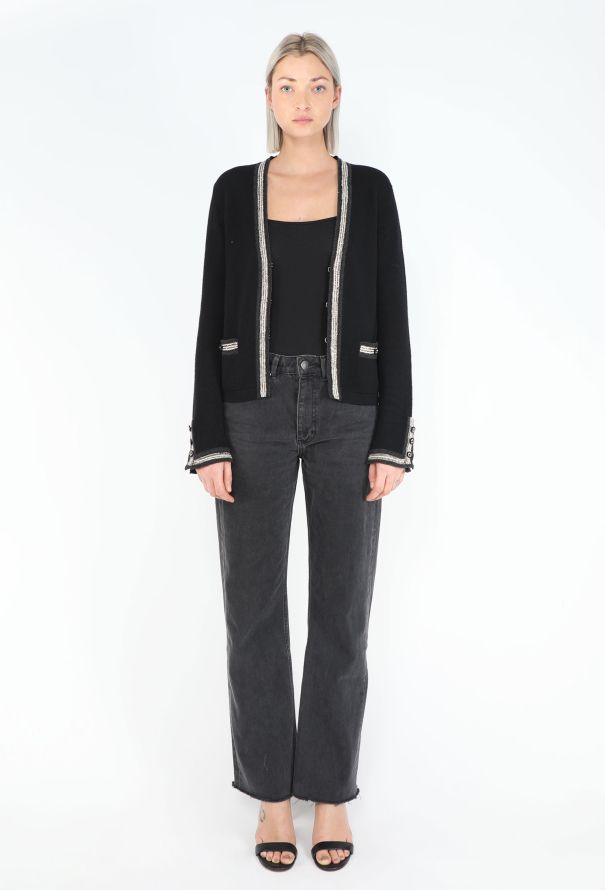 Chanel Cashmere Lamé Trim Cardigan - 2