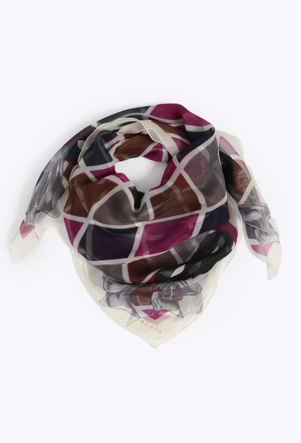 Alaïa F/W 1992 Harlequin Chiffon Scarf - 3 Alaïa F/W 1992 Harlequin Chiffon Scarf - 3