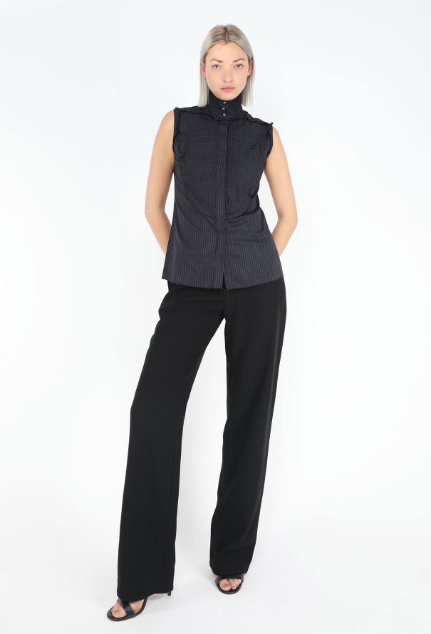 Chanel Pintuck Cotton Bib Blouse - 3