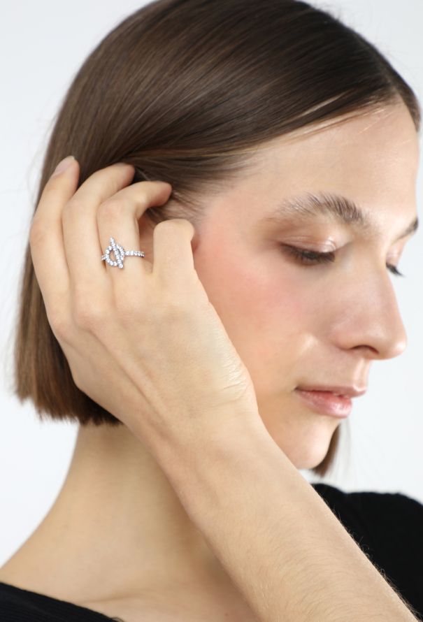 Hermès 18K White Gold & Diamond Finesse Ring - 2
